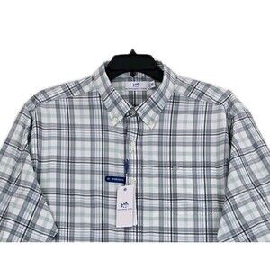 Southern Tide Shirt Mens 2XL Blue Aqua Plaid Intercoastal Durwood UV Stretch